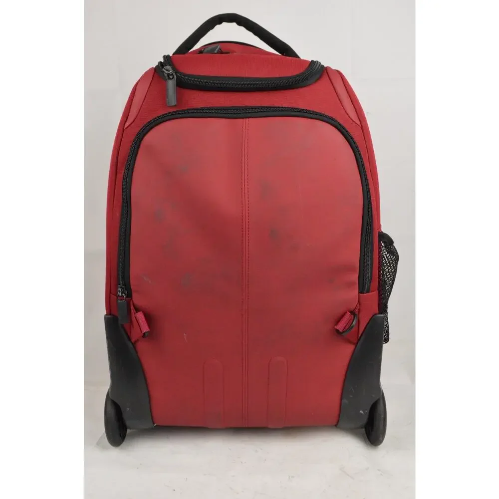 Samsonite Rolling Backpack Wheeled Travel Laptop Carry On Red Telescoping Handle